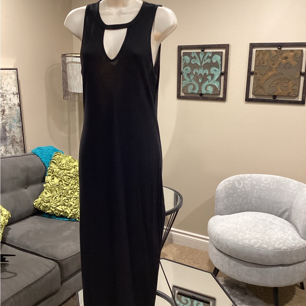 Acemi Black Ribbed Jersey Maxi Dress